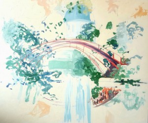 Rote Brücke ( Berlin Schlosspark Charlottenburg) Oil on canvas 100x120